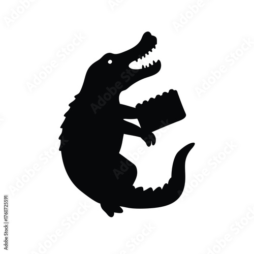 Crocodile playing accordion with happy lively musical expression Vector illustration