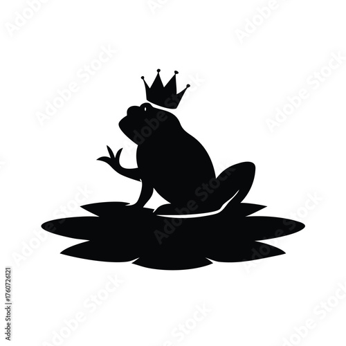 Frog sitting calmly on a lily pad in peaceful nature scene Vector illustration