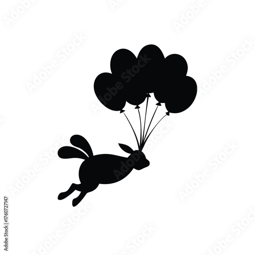 Little rabbit soaring in the sky carrying an item in cheerful style Vector illustration