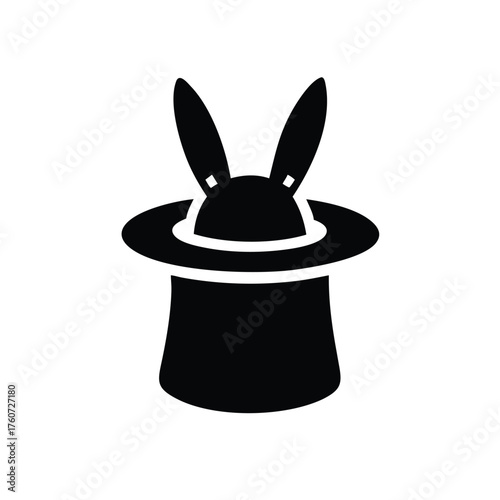 Rabbit hiding inside magician hat in a cute animated playful pose Vector illustration