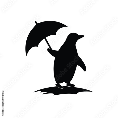 Cute penguin sliding across ice with playful energetic movement Vector illustration