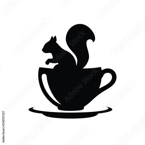 Squirrel sitting inside a teacup with playful cute charming expression Vector illustration