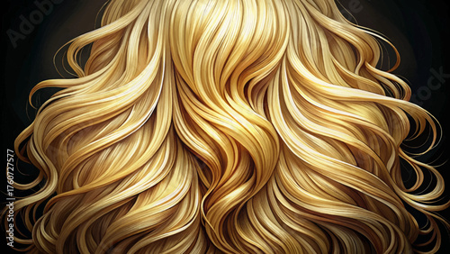 Very beautiful vector back view of wavy blonde hair cascading gracefully down, showcasing smooth texture, soft curls, and natural shine — a perfect example of elegance and healthy hair beauty.