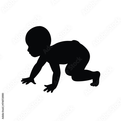Little baby crawling playfully with joyful movements in charming animated style Vector illustration