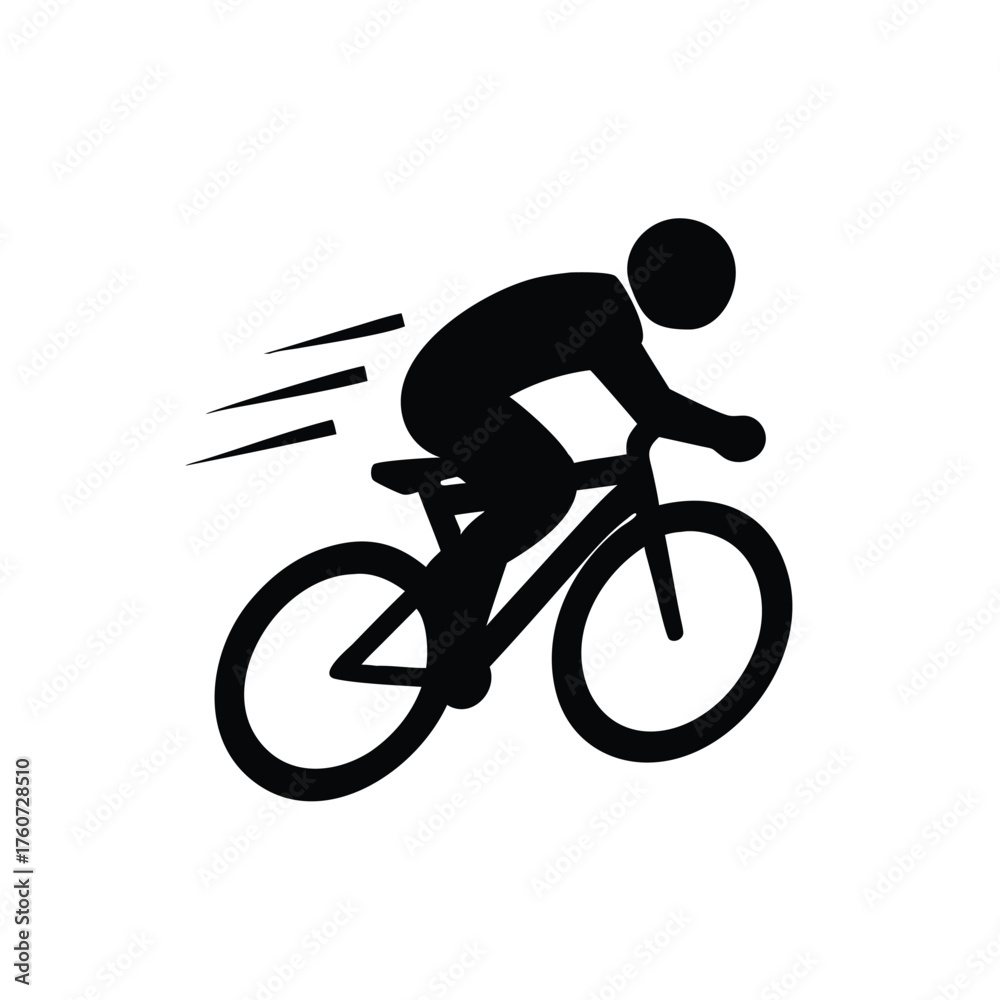 Obraz premium Cyclist racing fast on road with energetic dynamic motion Vector illustration