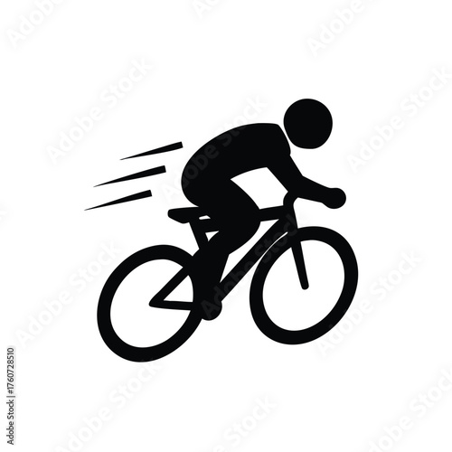 Cyclist racing fast on road with energetic dynamic motion Vector illustration