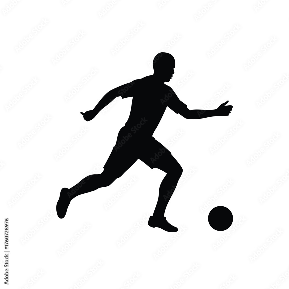 Obraz premium Athlete striking football ball in motion with lively sports action Vector illustration