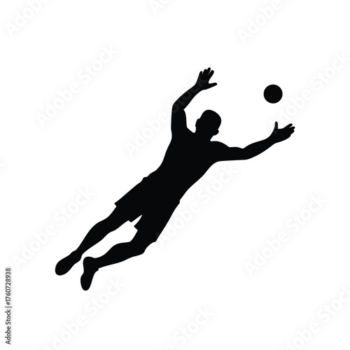 Soccer goalkeeper leaping high to block ball in dynamic sports scene Vector illustration