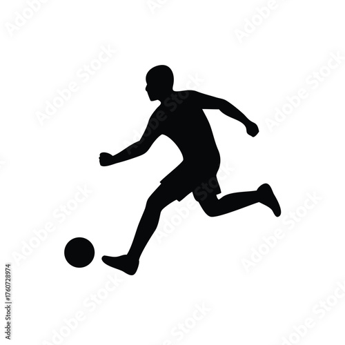 Football player kicking ball mid action with dynamic energy Vector illustration