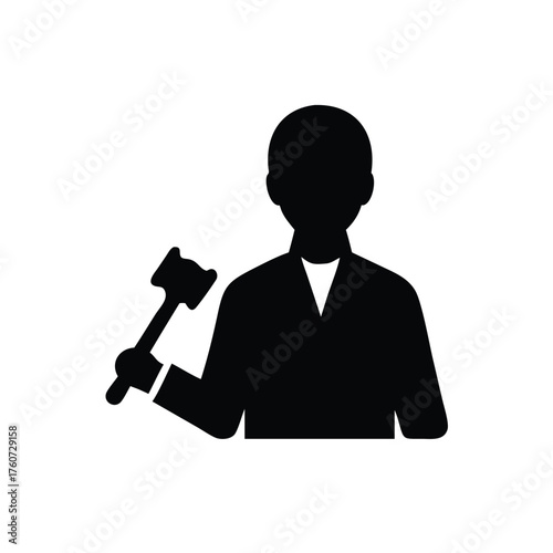 Judge holding gavel in courtroom delivering fair decisions Vector illustration