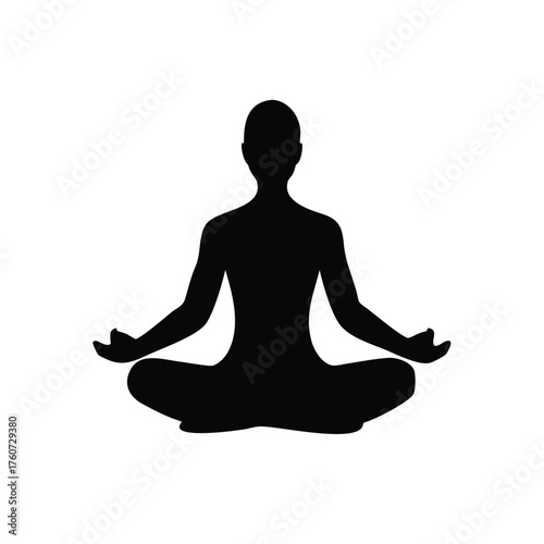 Person meditating peacefully in lotus pose with calm serene energy Vector illustration