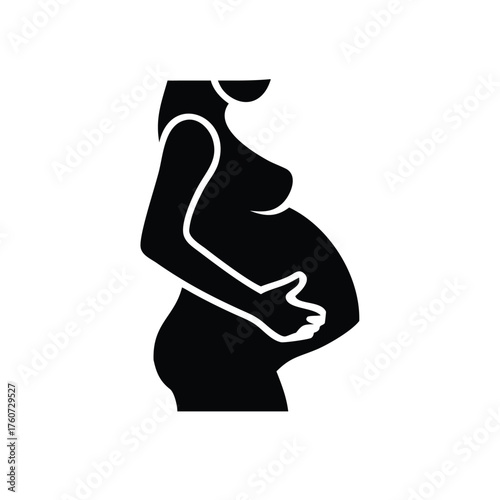 Expecting mother tenderly holding belly in calm serene moment Vector illustration