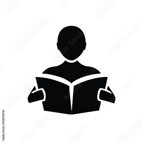 Young student immersed in reading book with concentration Vector illustration