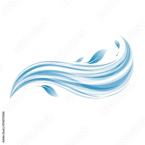 Watery Breeze: An ethereal visual of fluid lines, emulating the gentle flow of water and the delicate dance of leaves, evoking tranquility and freshness.