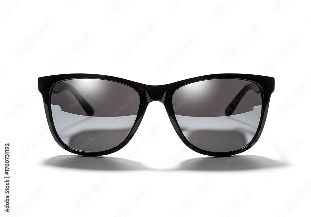 Fototapeta premium Stylish black sunglasses isolated on white background, a fashionable accessory for protecting your eyes from the suns harmful rays
