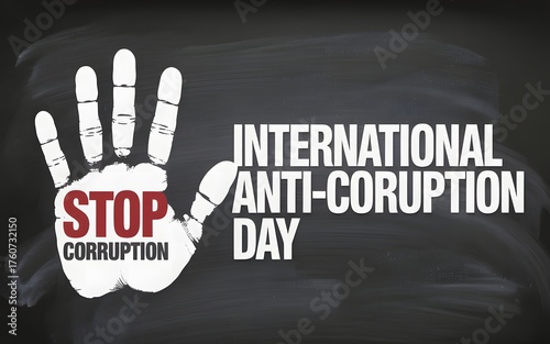 International anti corruption day stop corruption hand symbol awareness