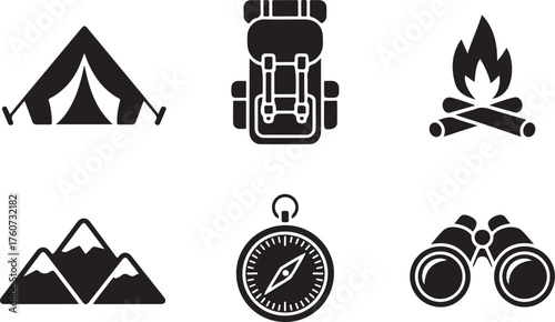 Adventure awaits with essential camping gear icons