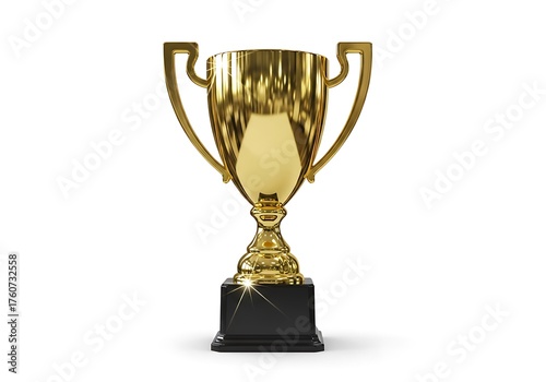 Wallpaper Mural A gleaming golden trophy isolated on white background, symbolizing victory, achievement, and success in a competition or championship Torontodigital.ca