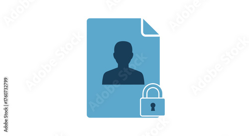 personal data protection secure document featuring an individuals silhouette with a padlock safeguarding privacy ideal for cybersecurity content