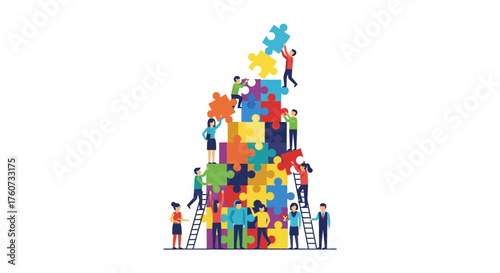 team building puzzle diverse team building a vibrant puzzle symbolizing collaboration innovation and problem-solving for business growth and success