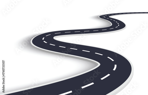 Follow the winding road to success, a graphic illustration of a journey, a path, or a metaphor for business growth and strategic direction forward