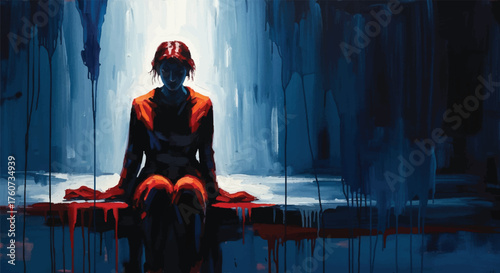 Contemplative Figure in Moody Scene A Study in Isolation and Reflection