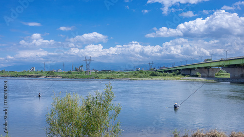 鮎の友釣り風景