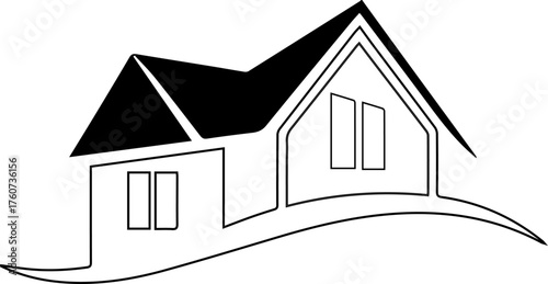 Simple Black and White Stylized House Logo Icon