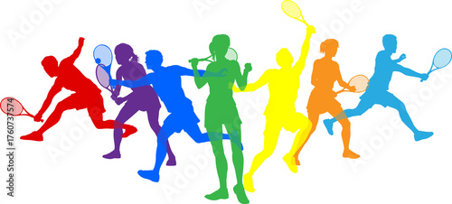 Silhouette Tennis Players S...