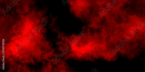 Abstract grunge red and black powder explosion cloud on black background. dark red smoke Like cloud wave effect on black. dark fire flame grunge texture background. toned fiery red sky.