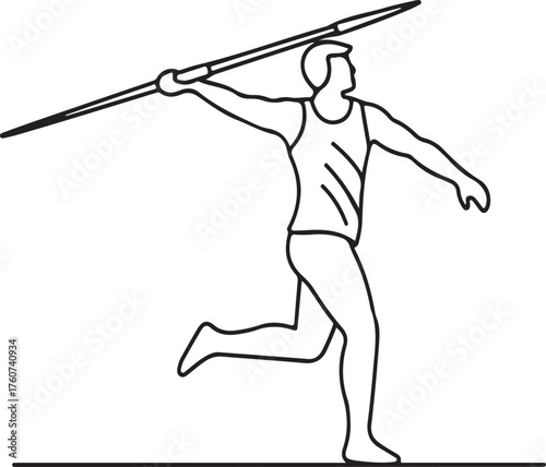 Dynamic athletic javelin thrower silhouette captures the power and grace of track and field competition.
