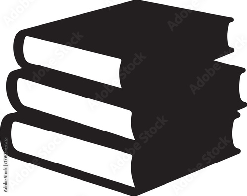 Stack of three classic hardcover books detailed silhouette for knowledge and study concepts