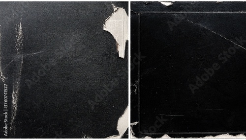Old Black Empty Aged Vintage Retro Damaged Paper Cardboard Photo Card Blank Frame Front And Back Side Rough Grunge Shabby Scratched Texture Distressed Overlay Surface For Collage High Quality