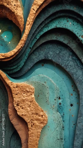 Abstract Natural Textures in Earthy Tones and Oceanic Hues