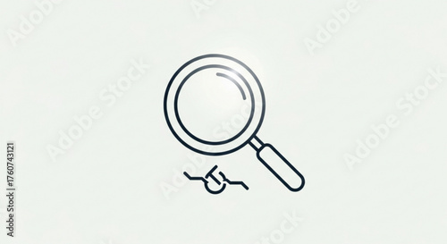 Magnifying glass inspecting a virus, representing the search for solutions and understanding in the face of health challenges