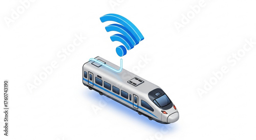 Isometric highspeed train with wifi connection modern bullet train offers wireless internet access for passengers