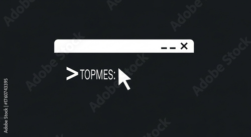 Command prompt interface with a cursor and the word topmes, representing a computer terminal or coding environment