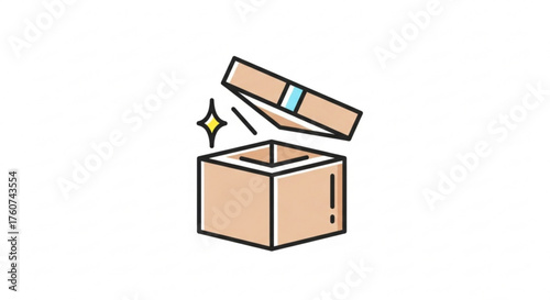 Open surprise gift box icon, representing special occasion, celebration, and unexpected present for birthday, holiday, or promotion