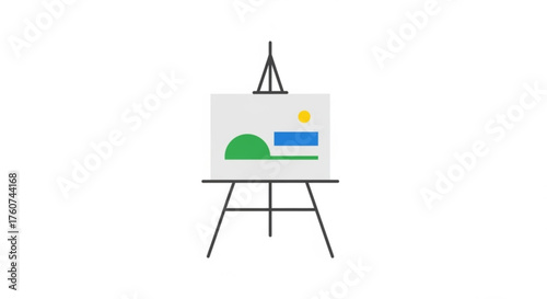 Illustration of an easel with a painting, perfect for art projects, creative designs, or representing artistic expression
