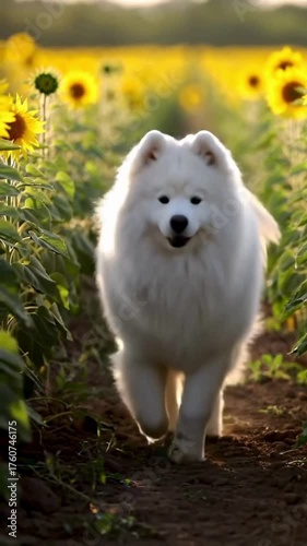 white dog running in the field