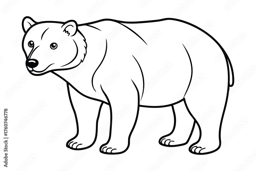 Fototapeta premium Bear Line Art Illustration | Wild Animal Outline Drawing Design
