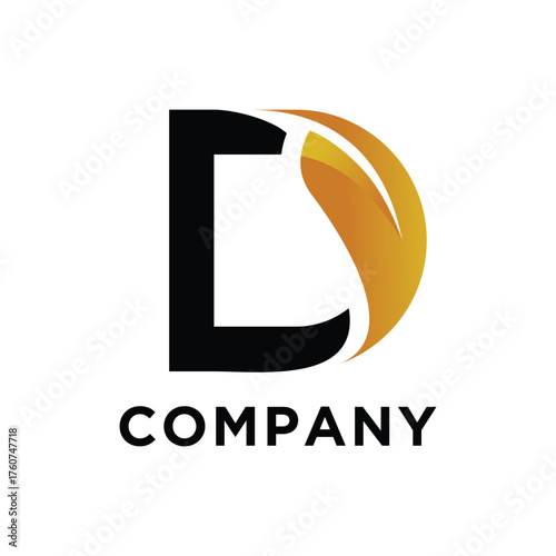 Letter D Company Logo: A modern, minimalist logo design featuring the letter D, combined with organic elements and elegant design, ideal for branding purposes.