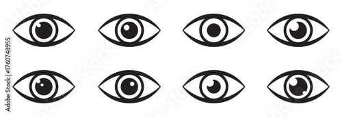 Eye Icon Set – Eyeball and Vision Symbols, Observation and View Symbols Set.