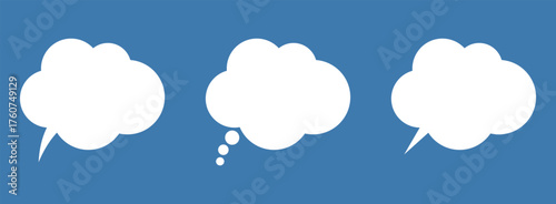 White Speech and Think Bubble Icon - Empty Chat and Thought Cloud Symbol, Communication Design Element.