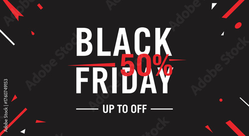 Black Friday 50 off sale graphic design banner for shopping promotions