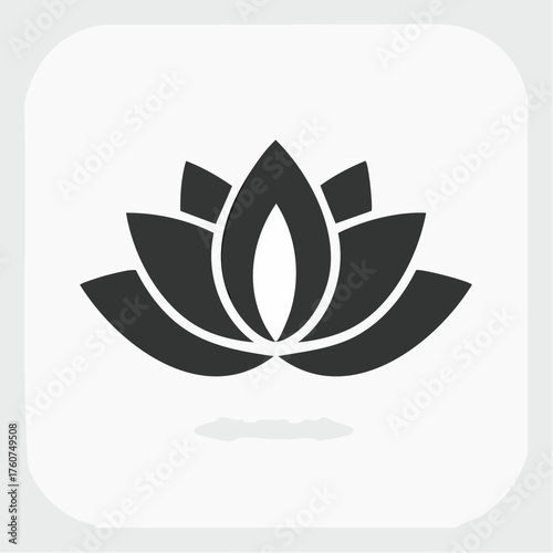 Minimalist black lotus flower icon symbol of purity and spirituality