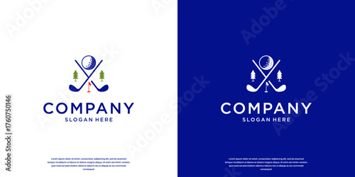 golf sports logo template with a cross style, world championship, vector graphic design.