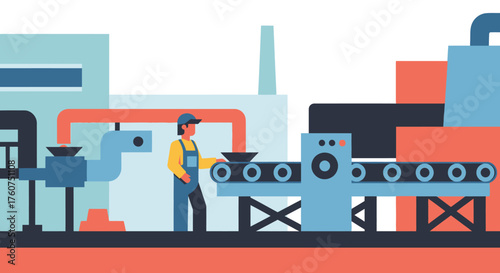 vector illustration of industrial factory