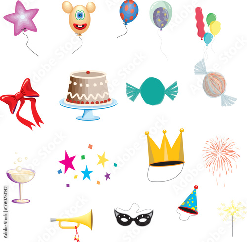 set of birthday party elements