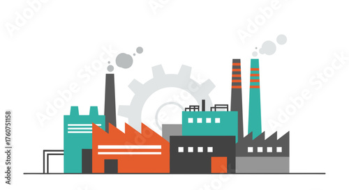 Industrial factory complex illustration representing production manufacturing and engineering